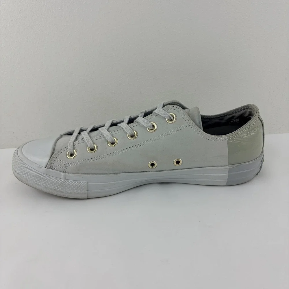 Converse Chuck Taylor All Star Gray Leather Low Top Shoes Women's 10 Men 8